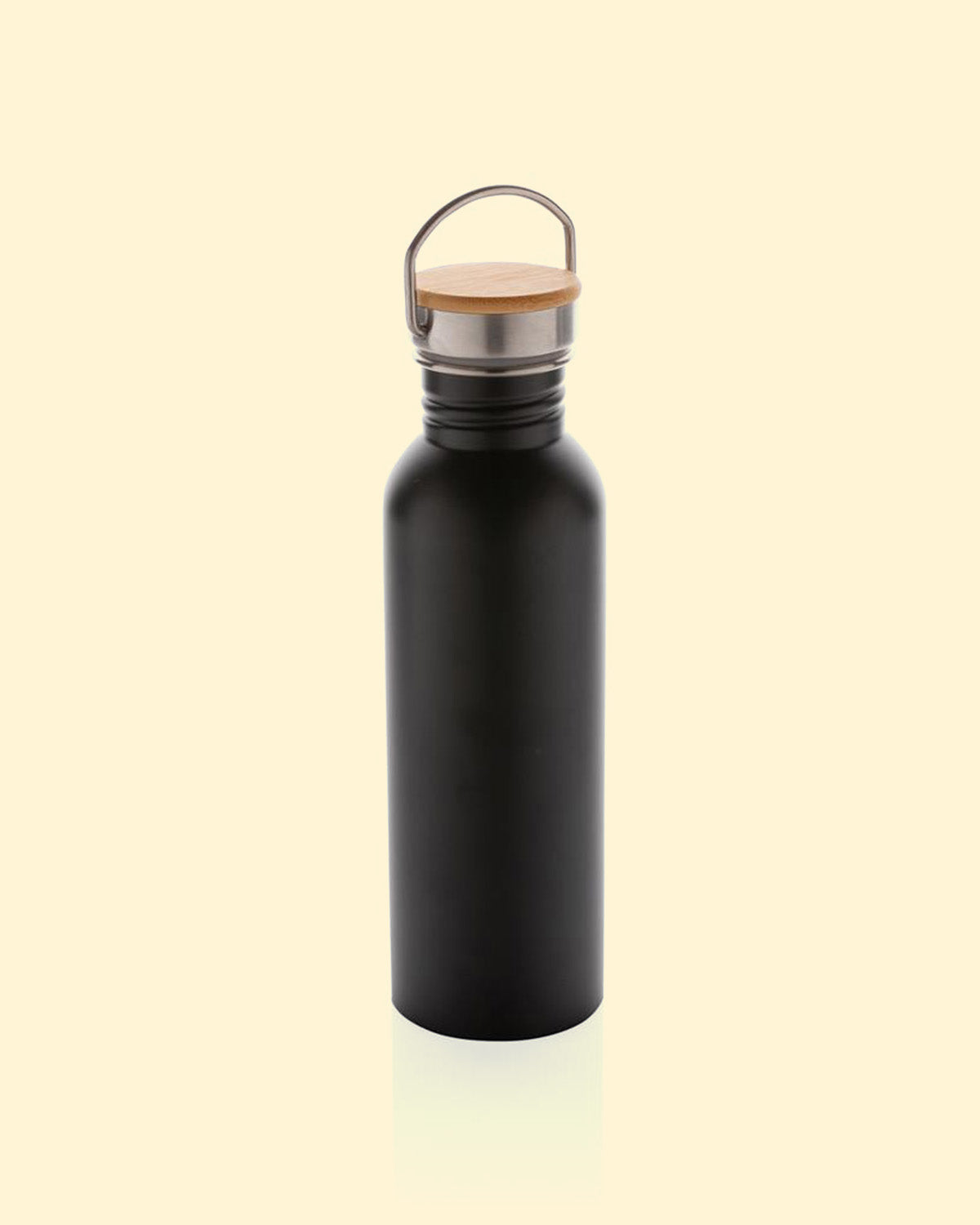 Modern Stainless Steel Bottle with Bamboo Lid