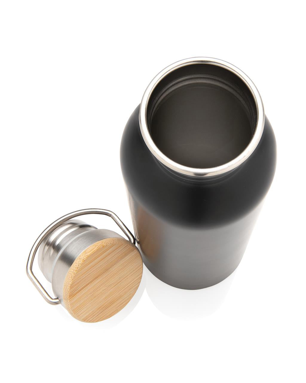 Modern Stainless Steel Bottle with Bamboo Lid