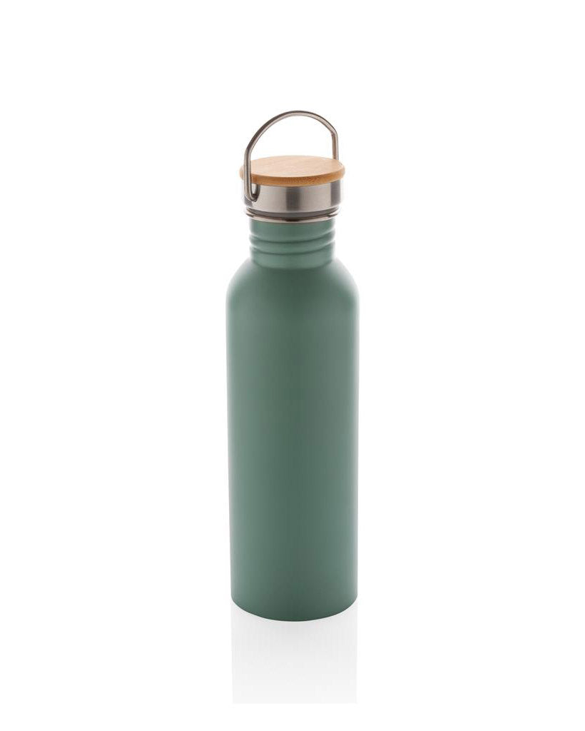 Modern Stainless Steel Bottle with Bamboo Lid
